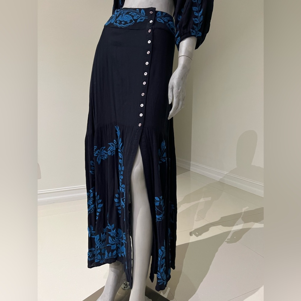 Free People Embroidered Maxi Skirt with crop top set $398 New - Picture 3 of 9